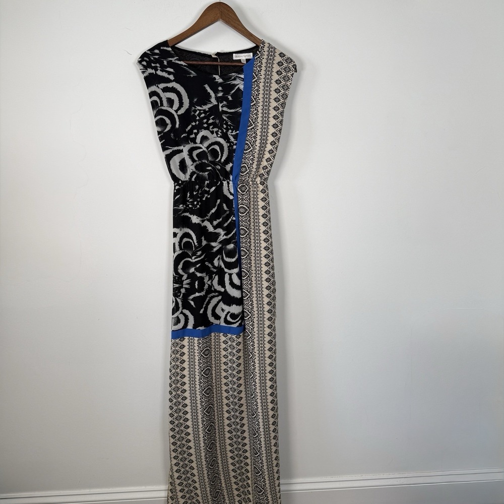 Jealous Tomato Maxi Dress Sleeveless Aztec Blue Tan Black Small